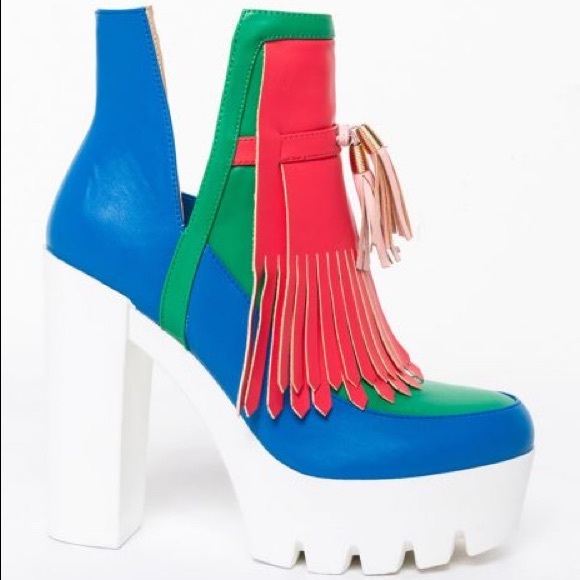 🎉HP🎉 Azalea Wang Ivory Chelsea Crayon Color Ultra Platform High Heel Mary Jane - Picture 4 of 4